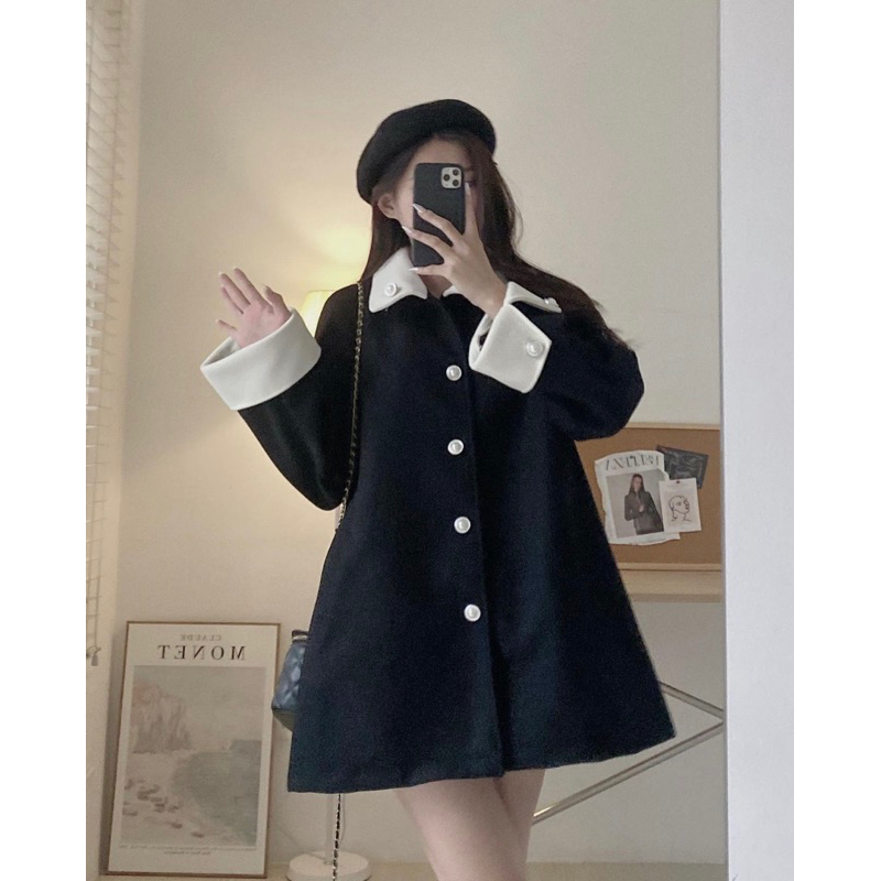 Y51 Áo khoác dạ ép dáng babydoll tiểu thư chất đẹp yansoo