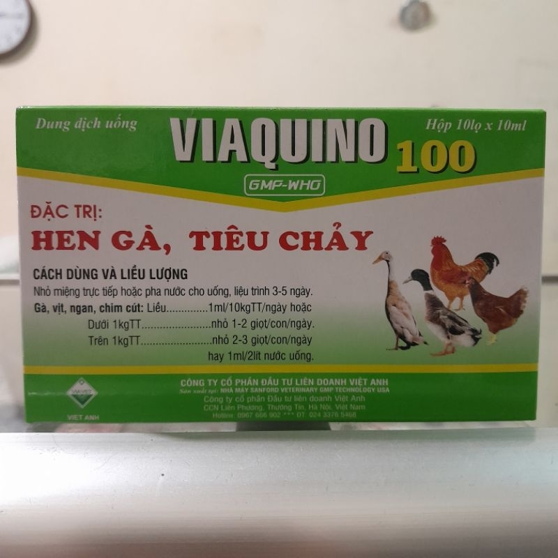 Viaquino 100 10lọx10ml Hen gà, tiêu chảy