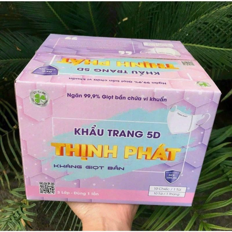 Thùng 100 Chiếc Khẩu Trang 5D THỊNH PHÁT chính hãng 3 Lớp kháng khuẩn