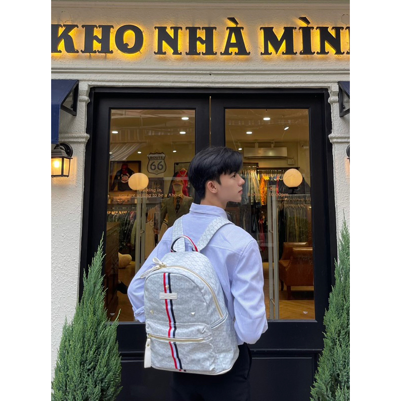 Balo da EDMOND MASION MONOGRAM SS2 trắng cao cấp tặng ví keychain và cardholder size L