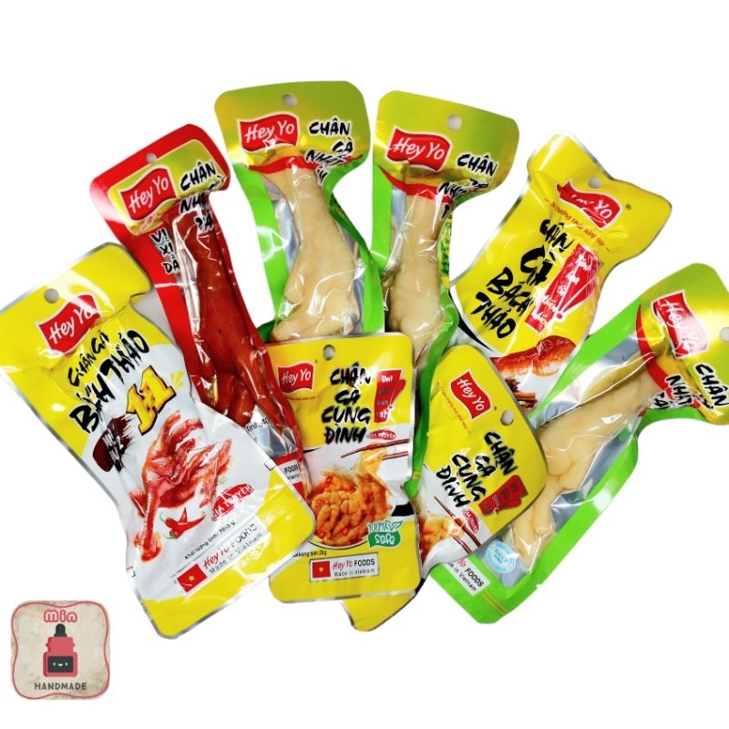 Chân gà Hey Yo Bách thảo, Xì Dầu, Vị cay 40g, Cung đình rút xương 26g, Rút xương Alishan 30g, Rút xương dưa chua 35g