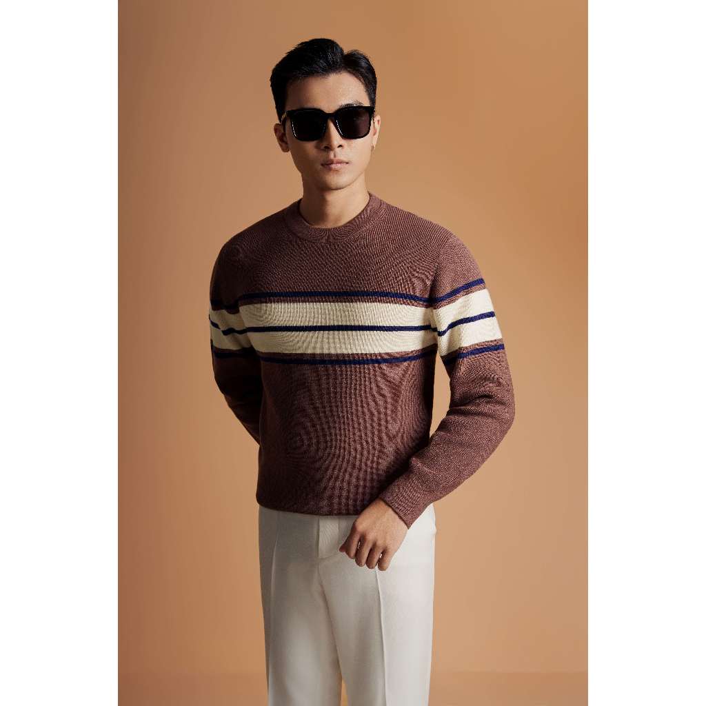ÁO LEN ADAM STORE NÂU KẺ NGỰC BE XANH AL038