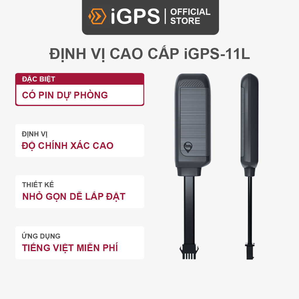 Định Vị Xe Máy Ô Tô iGPS-11L Cao Cấp - Độ Chính Xác Cao - Ứng Dụng Miễn Phí - Bảo Hành 12 Tháng