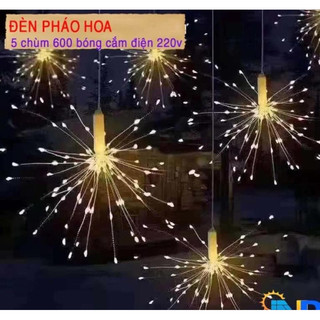 Đèn led chùm pháo hoa 5 dây màu vàng siêu sang