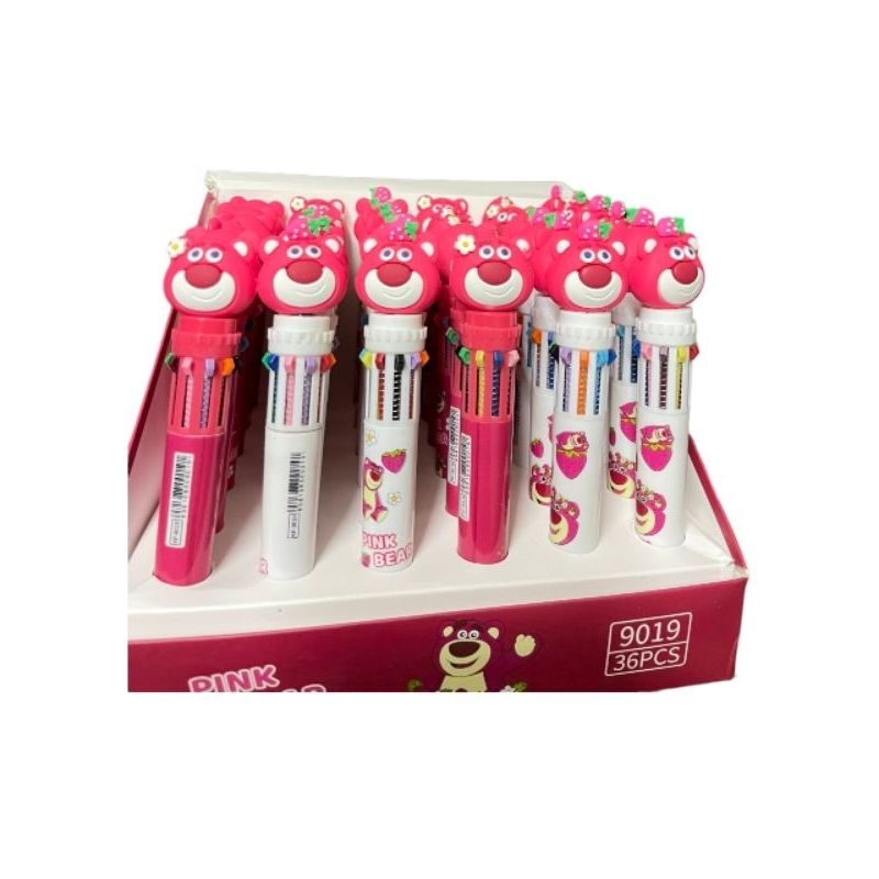 Bút bi 10 màu 10 ngòi hình gấu dâu Lotso