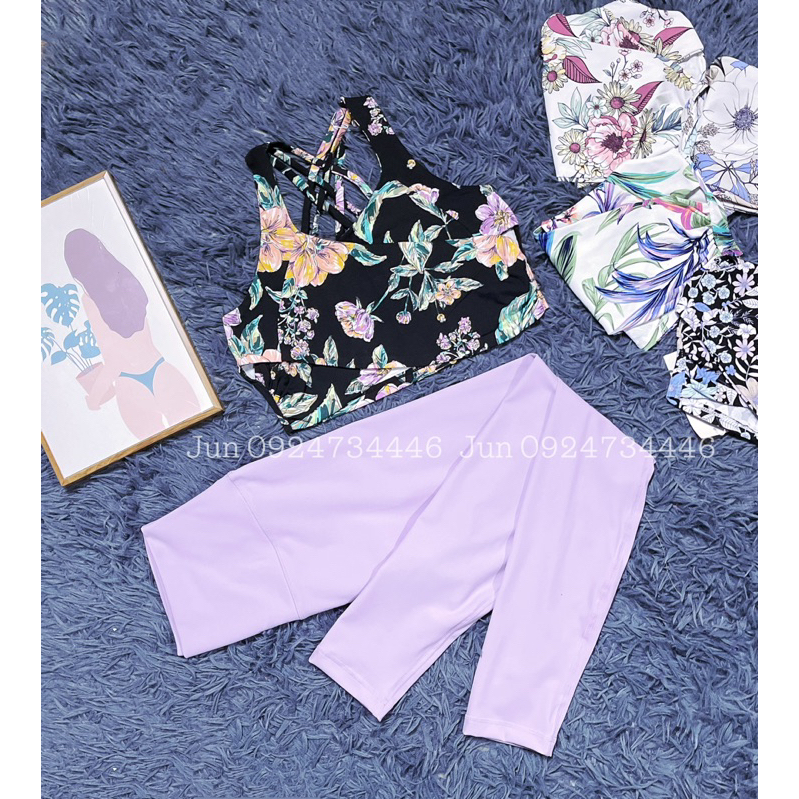 Áo Bra hoa Đắp Chéo 6 Dây chéo lưng tập gym yoga
