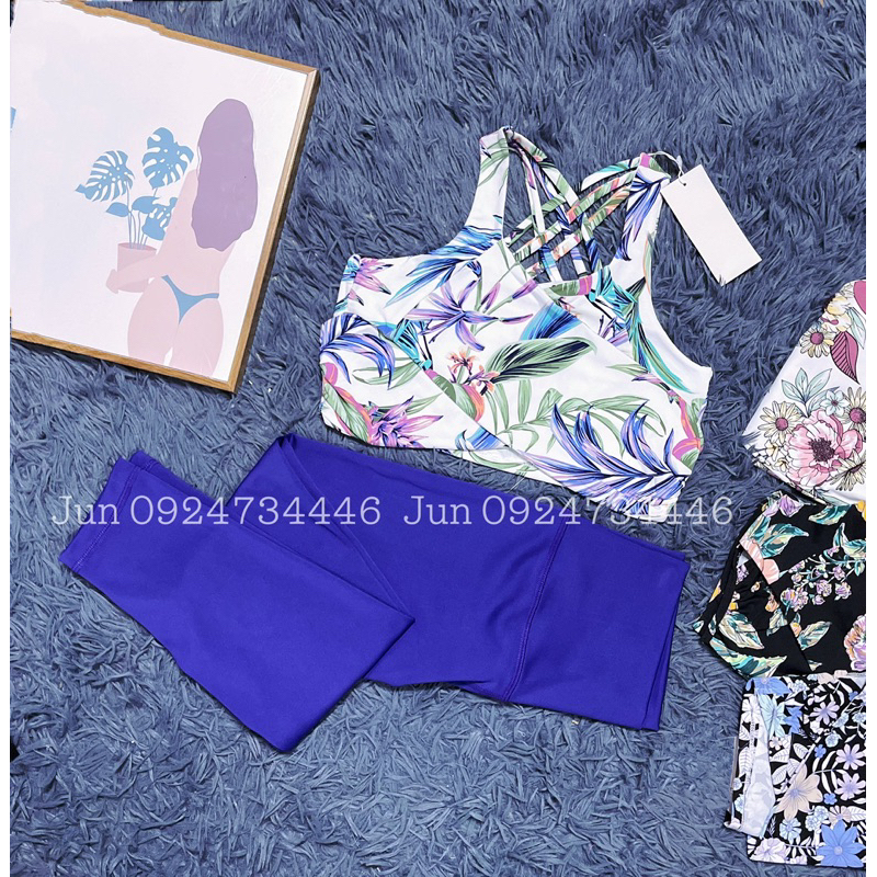 Áo Bra hoa Đắp Chéo 6 Dây chéo lưng tập gym yoga