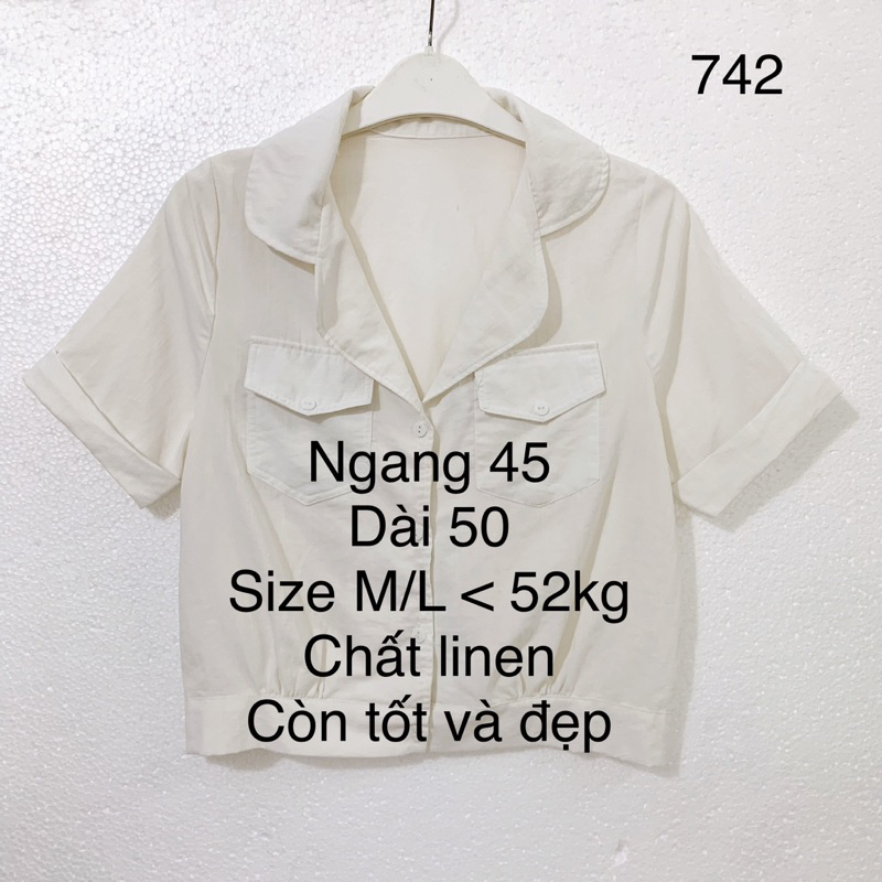 Thanh lý / 2hand/ pass đồ cá nhân áo sơ mi cổ vest, áo sơ mi trắng dáng ngắn, áo sơ mi nữ