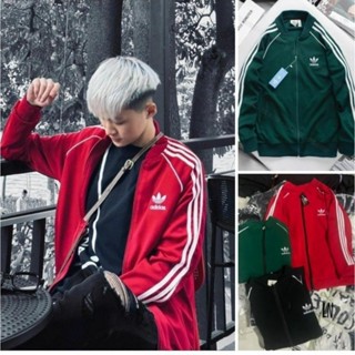  Áo Khoác Bomber Adidas 2 Lớp Thể Thao Nam Nữ Vải Thun Nỉ  Dày Co Giãn  Áo Khoác 3 Sọc kẻ Trắng 