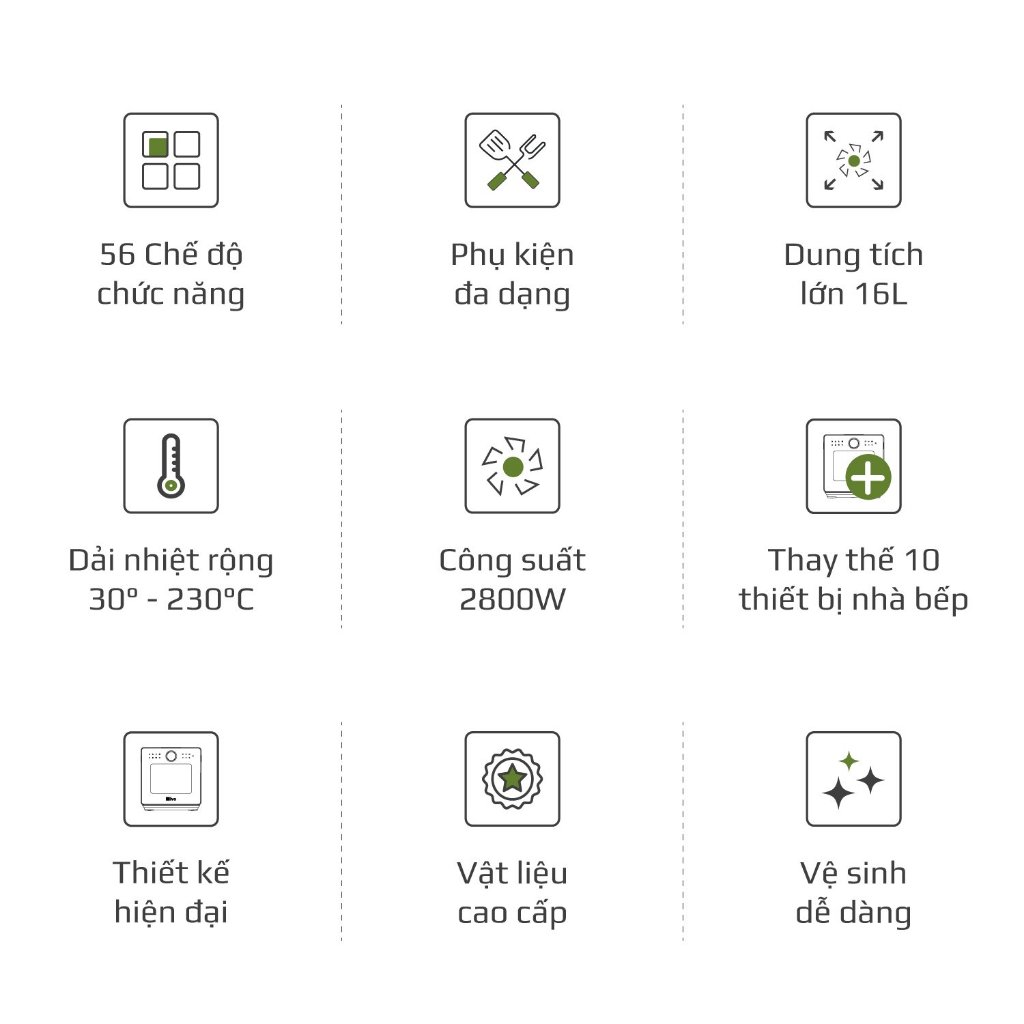 Nồi Chiên Hơi Nước OLIVO SF16 PRO – 56 Chức Năng – Dung Tích 16L – Phụ Kiện Trục Xiên Quay –