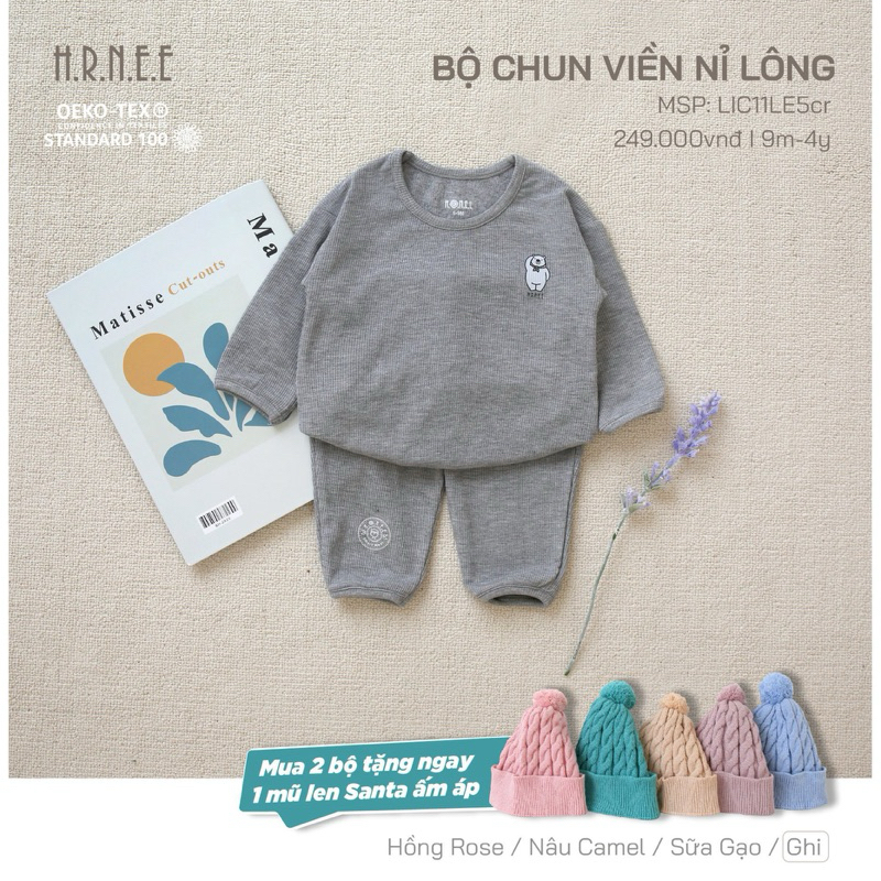 Bộ Dài Nỉ Lông Hrnee Cho Bé Trai Bé Gái