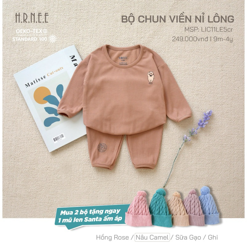 Bộ Dài Nỉ Lông Hrnee Cho Bé Trai Bé Gái