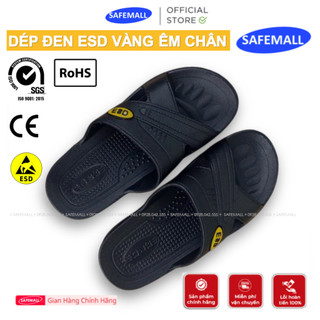 Dép Phòng Sạch Chống Tĩnh Điện Đen ESD Vàng - Dép Bảo Hộ Lao Động PU PVC Độ Bền Cao - Chính Hãng SAFEMALL