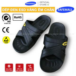 Dép Bảo Hộ Phòng Sạch ESD Chống Tĩnh Điện Đen, Xanh, Quai Hậu Chất Liệu PU PVC Độ Bền Cao - SAFEMALL Chính Hãng