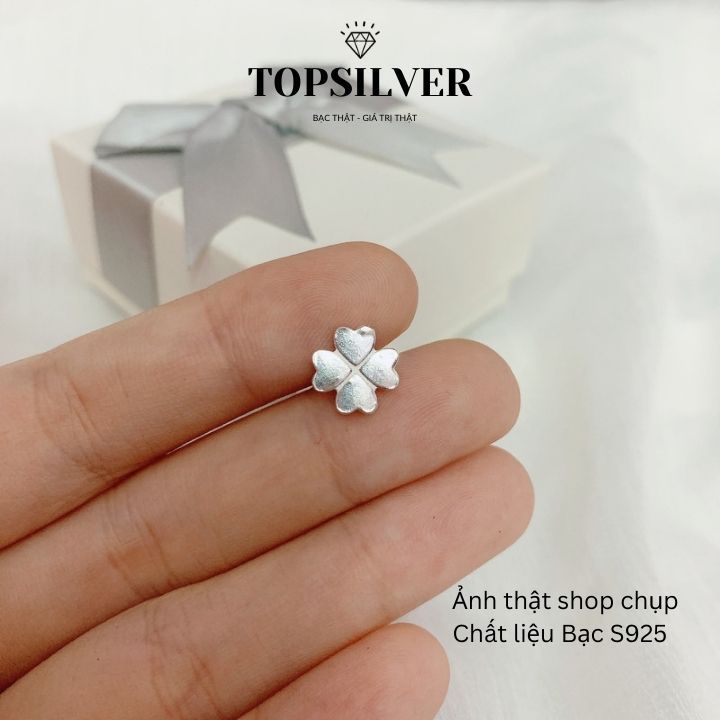 S925 Charm Bạc Hình Hoa 4 Cánh Trơn DIY TOPSILVER