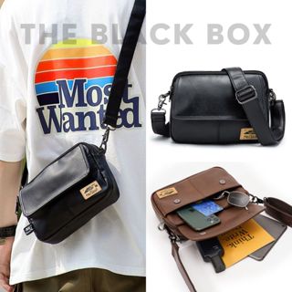  Túi Đeo Chéo Nam Da Pu Dạng Chữ Nhật 2 Ngăn Lớn Chất Liệu Mềm Mịn Cao Cấp Cặp Công Sở Đi Học - The Black Box 