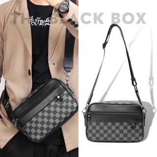 Túi Đeo Chéo Nam Nữ Bằng Da Vân Caro Chất Liệu Da Cao Cấp Dày Dặn Đứng Form Nhiều Ngăn Tiện Dụng - The Black Box
