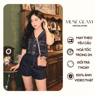 Set Croptop Jean MUSE GLAM Hàng Thiết Kế Nhiều Màu Cao Cấp MGS11