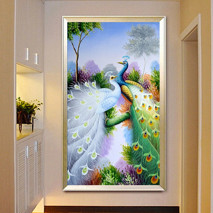 Tranh thêu chữ thập phu thê viên mãn kt 65x121cm THÊU KÍN