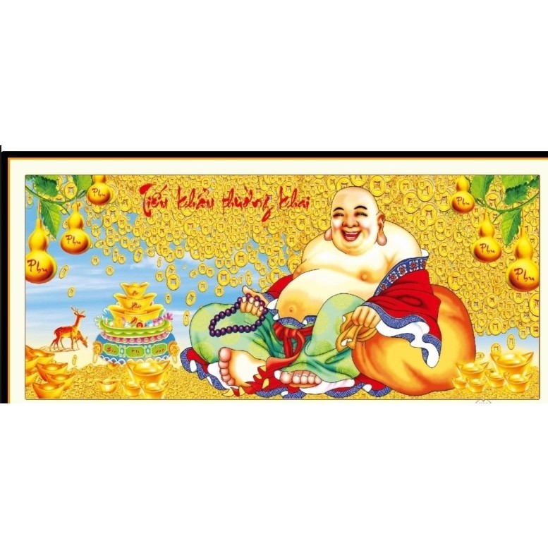 Tranh đính đá phật di lặc 150x65 cm