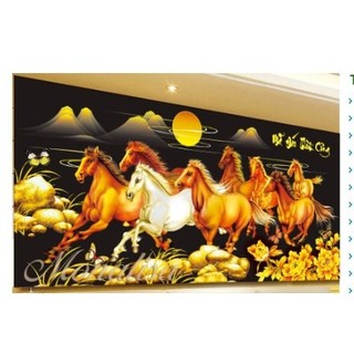 Tranh thêu chữ thập 3D Mã đáo thành công kt 130x60cm/ 149x71 cm