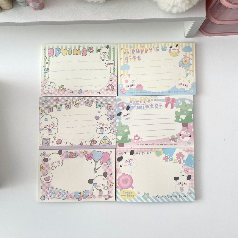 Tập 50 tờ Note Ghi Chú Mẫu Puppy cute Không dính cho học sinh, sinh viên