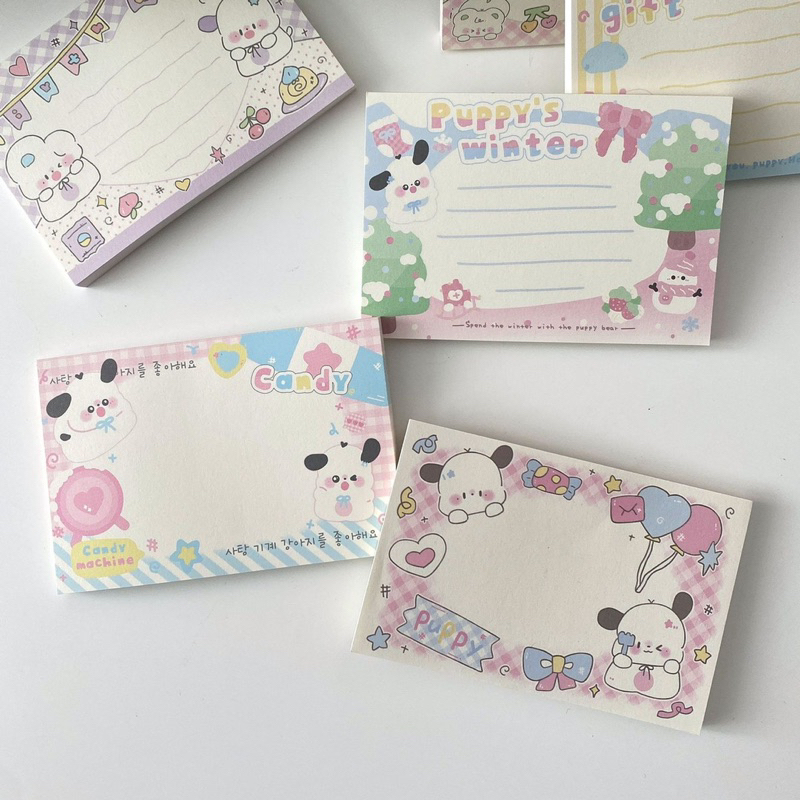 Tập 50 tờ Note Ghi Chú Mẫu Puppy cute Không dính cho học sinh, sinh viên