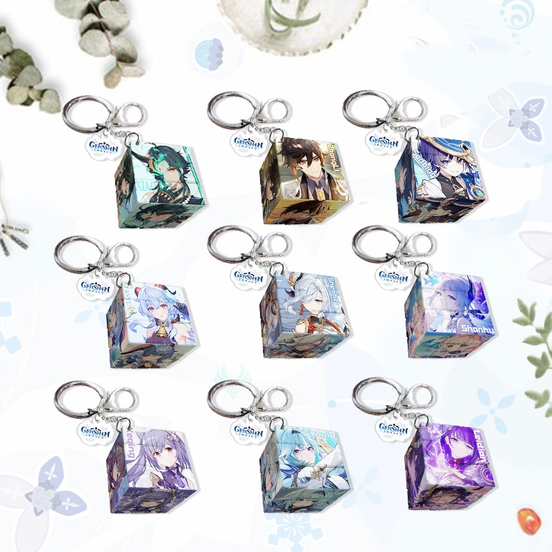 Móc khóa game Ghenshin rubik khối lập thương độc đáo 3x3x3cm