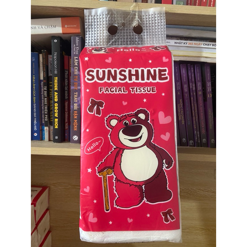 Thùng 4 Túi Giấy Rút Treo Tường GẤU DÂU LOTSO 1280 tờ nội địa trung, bịch giấy rút siêu dai