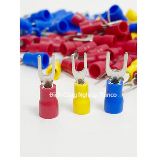 Đầu cos chữ Y bọc nhựa SV1.25-3, SV1.25-4, SV1.25-5, SV2-3 , SV2-4 , SV2-5, SV2-6 ( túi 100 cái )