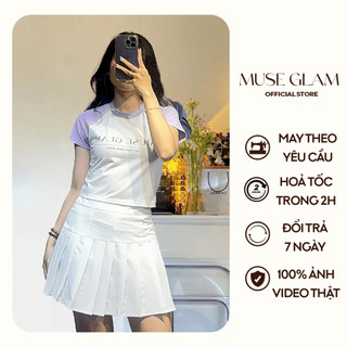 Áo Croptop ,Áo Thun Nữ Tay Ngắn Ôm Dáng In Chữ Logo MUSE GLAM Hàng Thiết Kế Nhiều Màu Cao Cấp MGA29