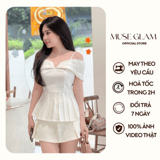 Áo trễ vai xếp ly phối dây MUSE GLAM MGA06