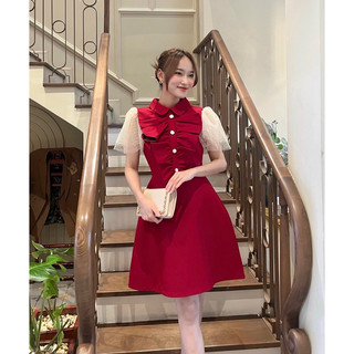 (Ảnh thật) Đầm ngắn thiết kế phối bèo, lưới siêu xinh M