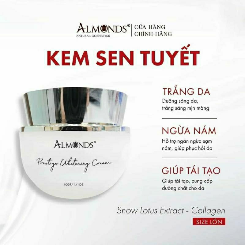 ALMONDS "💯Chính Hãng "KEM SEN TUYẾT SIZE LỚN  tặng y hình  mua lẻ giá sỉ