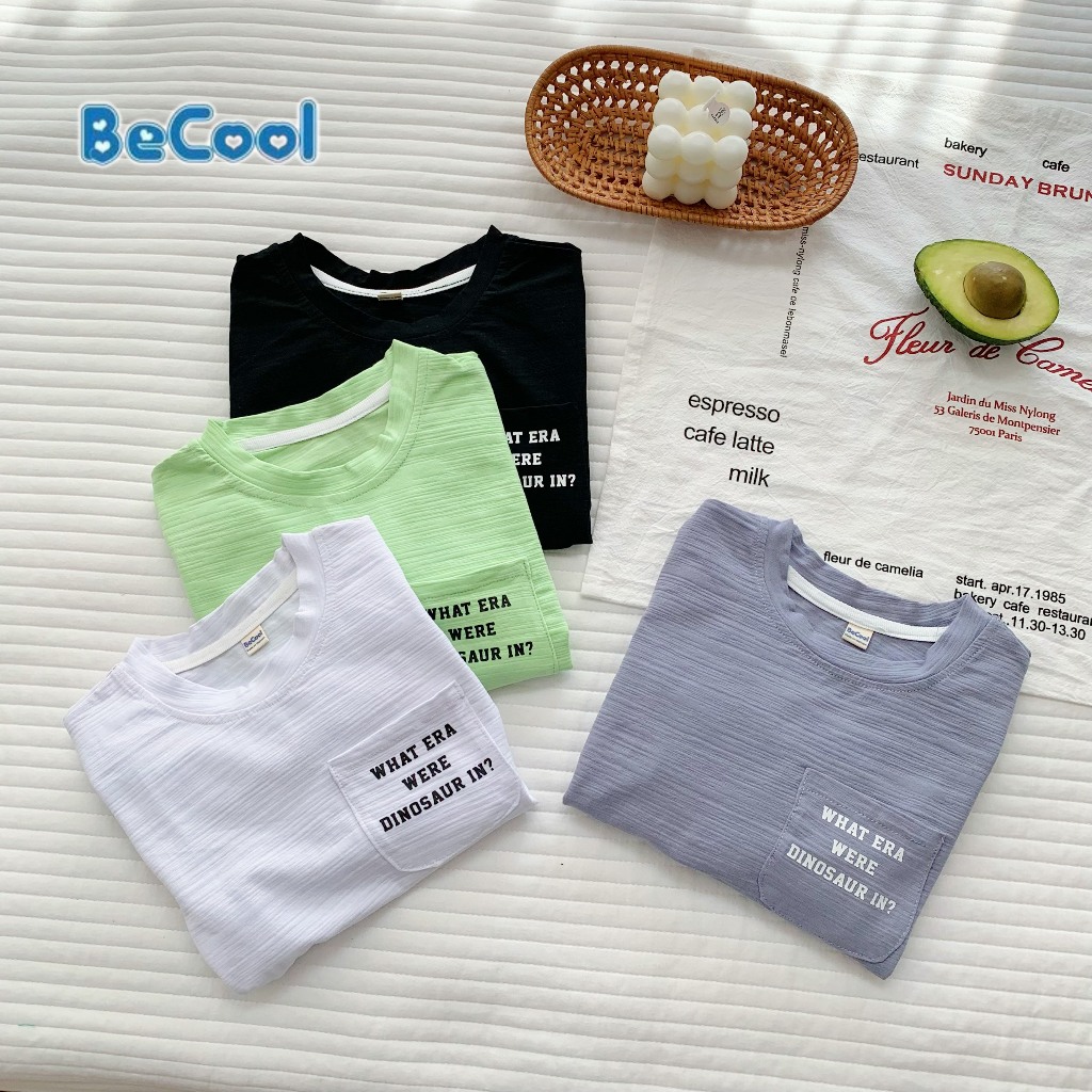 Áo thu đông cho bé, áo phông dài tay bé trai bé gái FOM RỘNG chất cotton xước mềm mại,co giãn,IN TÚI CHỮ- BeCool 12-33kg