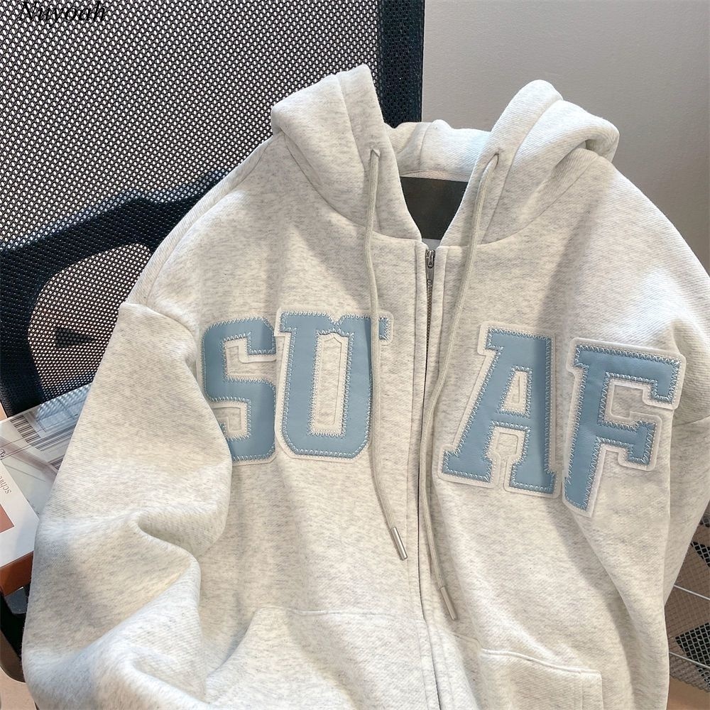 Hoodie Zip - Áo Khoác Nỉ Bông Form Rộng Unisex Mũ 2 Lớp In Chữ SUAF Nam Nữ Mặc Được.P&T.UNISEX