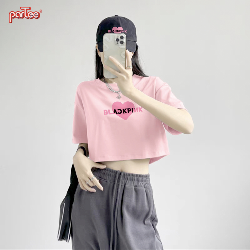 BlackPink Kpop | Áo Thun Croptop Tay Lỡ Form Rộng Nam Nữ 100% Cotton Úc 180gsm Áo Phông Áo Ngắn Unisex Partee