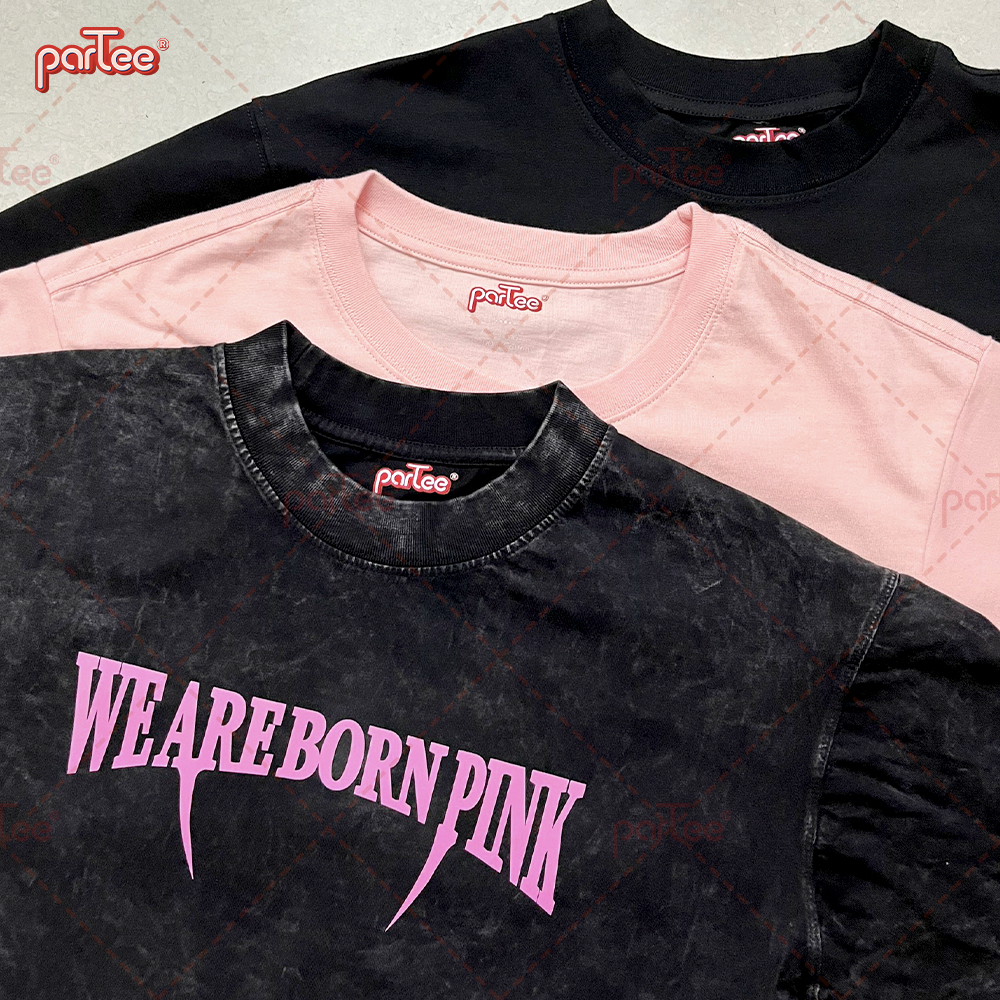 BlackPink Kpop | Áo Thun Croptop Tay Lỡ Form Rộng Nam Nữ 100% Cotton Úc 180gsm Áo Phông Áo Ngắn Unisex Partee