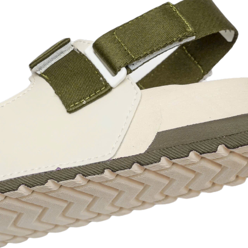 Giày Sandal Nữ S1 2 Quai Ngang Be Phối Xanh Rêu Siêu Nhẹ Siêu Bền Siêu Dễ Thương - Tặng kèm vớ
