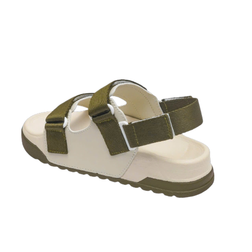 Giày Sandal Nữ S1 2 Quai Ngang Be Phối Xanh Rêu Siêu Nhẹ Siêu Bền Siêu Dễ Thương - Tặng kèm vớ