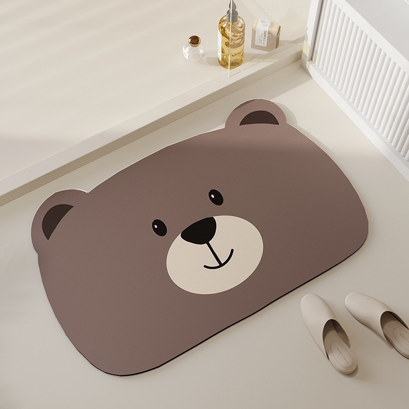 Thảm Lau Chân Phòng Tắm Silicon Siêu Thấm Hút Nước, Đế Cao Su Chống Trơn Trượt