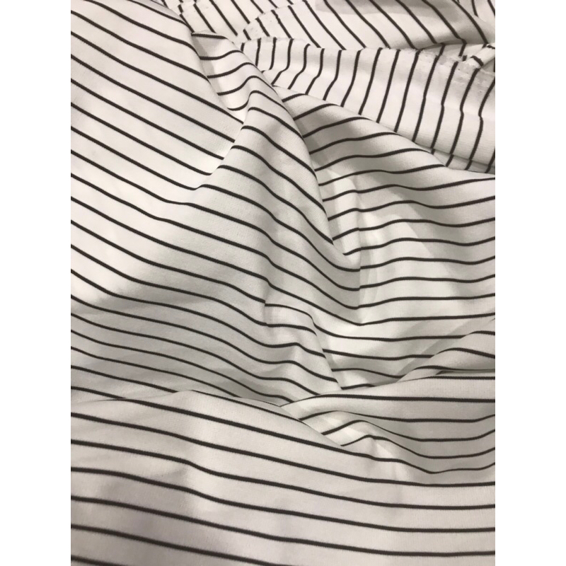 Vải thun cotton sọc đen trắng co giãn 4 chiều dày vừa may đầm váy,áo thun,áo kiểu thời trang