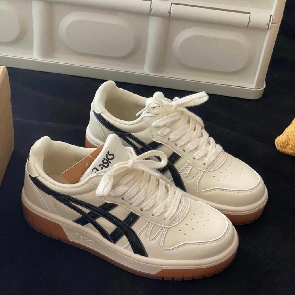 Giày Asics Court MZ Cream Black Gum Nam Nữ, Giày Asics Court sneaker học sinh bản S.Cấp