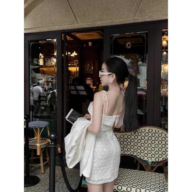 ĐẦM REN 2 DÂY + ÁO VEST - J05210