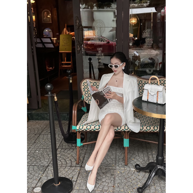 ĐẦM REN 2 DÂY + ÁO VEST - J05210