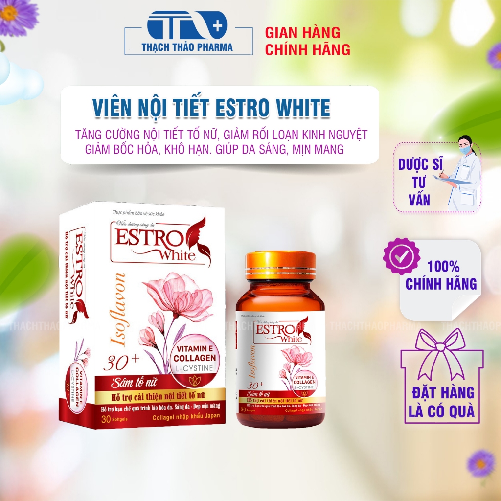 ESTRO WHITE- VIÊN DƯỠNG TRẮNG DA, CẢI THIỆN THIẾU HỤT NỘI TIẾT TỐ NỮ - HỘP 30 VIÊN