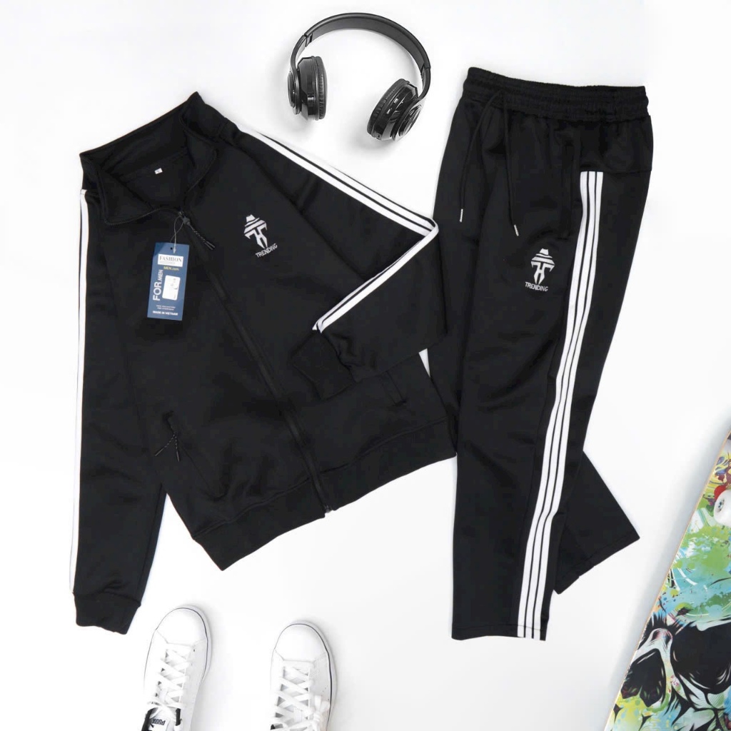 Bộ Quần Áo Thu Đông Nam Có Khóa Kéo Chất Liệu Co Giãn 4 Chiều B75