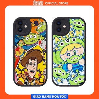 Ốp lưng iphone 7 plus/x/xs/xr/xs max/11/14 pro/...dẻo đen vân da viền bảo vệ camera hình alien