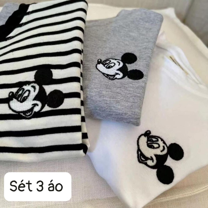 Áo thun dài tay thêu Mickey chất thun cotton Mitstore