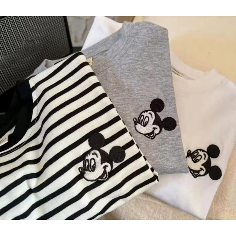 Áo thun dài tay thêu Mickey chất thun cotton Mitstore